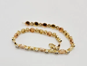 10K Y Gold* Tricolor Bracelets with Stones 7.04"L x 4.7mm x 2.9mm Lobster Clasp - Picture 1 of 6