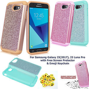 For Samsung Galaxy J3 2017/ Prime/Emerge Cute Glitter Bling Sparkle Hybrid Case