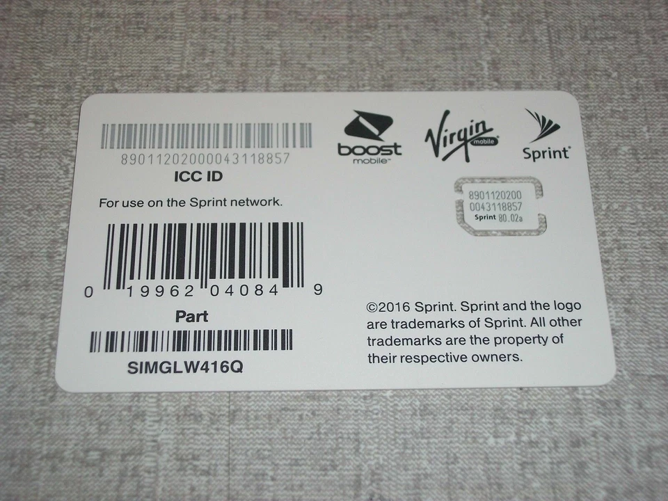 Sprint Sim Card SIMGLW416Q NEW - Image 1 of 1