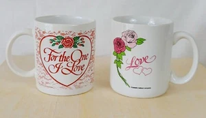 Set Of 2 Vintage Betallic 10 Oz Rose Love Coffee Tea Mugs - Picture 1 of 15