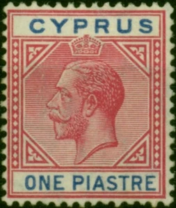 Zypern 1912 1pi Rose-Red & Blue SG77 Fine MM - Bild 1 von 1