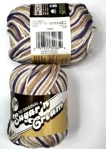 2 madejas algodón lirio original azúcar y crema hilo lavanda bolsita a rayas 2 oz ea - Imagen 1 de 6