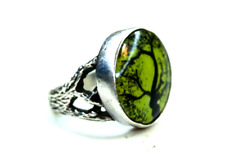 Anna King 7.9g Sterling Silver Ring Genuine Moss Agate Nature Trees Size 7 (R1)