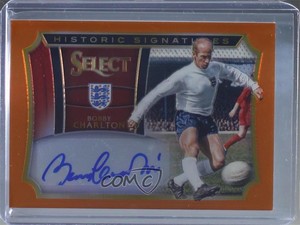2015-16 Panini Select Historic Signatures Orange Prizm /49 Bobby Charlton Auto