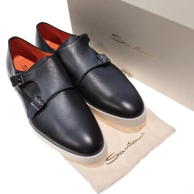Sapatos sociais Santoni novo com etiquetas bankável alça dupla monge tamanho EUA 11,5 em couro azul - Imagem 1 de 4