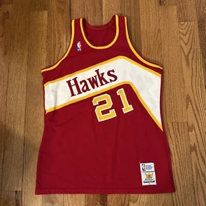 VINTAGE 80s Atlanta Hawks #21 DOMINIQUE WILKINS Jersey 44 L Sand Knit MacGregor - Bild 1 von 9