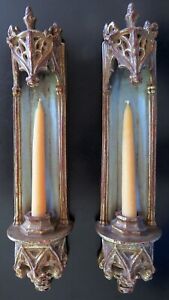 Italian Pair of GOTHIC REVIVAL Wall Candle Sconce Holders
