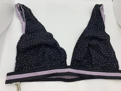 Sujetador Bralette Free People Intimately Nuevo con Etiquetas Negro Púrpura Encaje Livvy Lunares M FP3 Foto 1 de 4