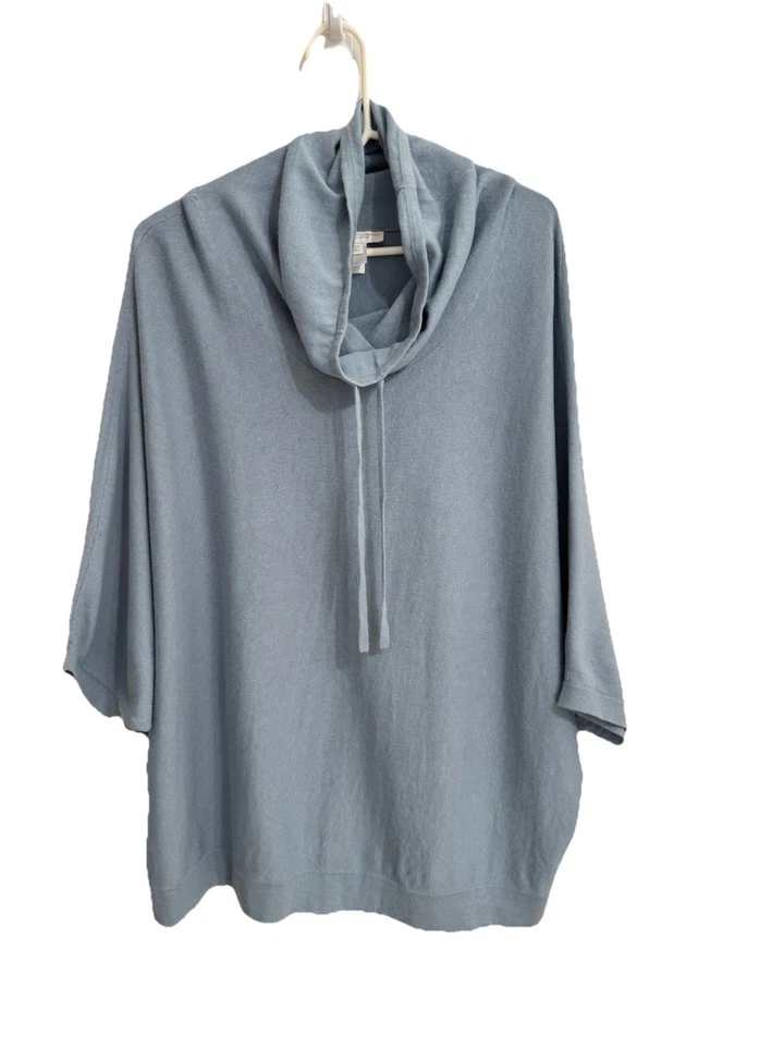 Suéter Jill Pure Jill 2X Top Azul Para Mujer Algodón Orgánico Cachemira Capucha Cuello Foto 1 de 4