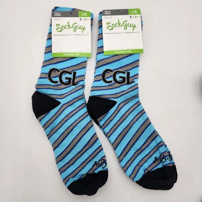 Calcetín Hombre Elástico para Ajustar L/XL Azul Gris Negro Rayas Rendimiento NUEVO Foto 1 de 4