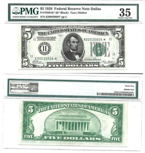 1928 $5 Federal Reserve Star Note Fr-1950-K* PMG VF-35 - Picture 1 of 1