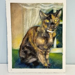 Original Watercolor Painting Cat “Millie” Signed Jennifer Wheeler - Picture 1 of 6