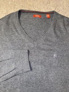 Izod V-Ausschnitt grau Baumwolle Pullover Herren Größe Large Arbeitskleid Winter Herbst Pullover - Bild 1 von 10
