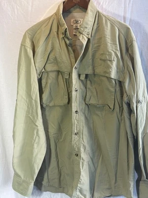 LL Bean Fly Fishing Shirt Mens Large Khaki Multi Pocket Vented Long Sleeve - Image 1 of 4