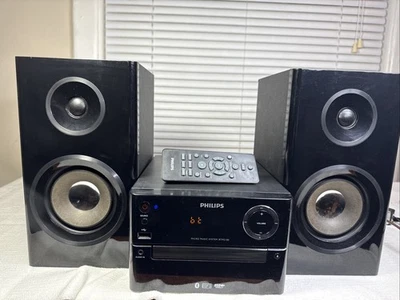 Phillips Micro Music SystemBTM2180 Black Bluetooth MP3 USB Remote Tested Working - Image 1 of 4