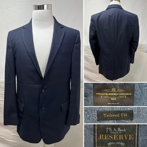 Jos. A. Bank Reserve Men's 42L Navy Bespoke Tailored Fit 2-Button Blazer Jacket - Picture 1 of 8