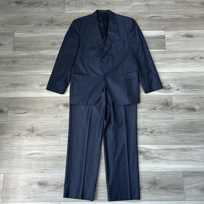 Daniel Cremieux Loro Piana Super 130s 2 Piece Suit Navy Pinstripe Size 42 Short - Image 1 of 4