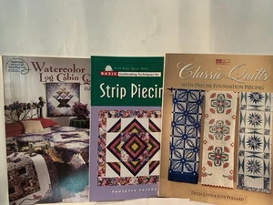 Quilt Book Lot (3) Strip Piecing, Log Cabin, Foundation Piecing - Picture 1 of 4