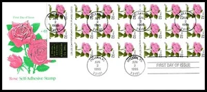 1995 Red Rose full booklet pane of 20 Sc 2492a Artmaster premium cachet - Picture 1 of 2