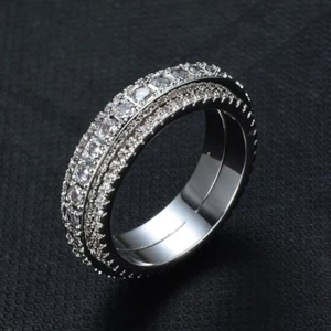 Women's Engagement Ring White Gold Filled Jewelry AAA CZ Spinner Band Size 6-9 - Picture 1 of 8