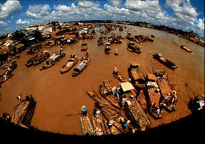 VIETNAM Postkarte Việt Nam Postcard Can Tho Floating Market, Schwimmender Markt - Picture 1 of 2