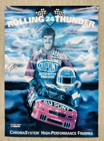 Vintage 1993 NASCAR 22”x31” Jeff Gordon “Rolling Thunder” AUTOGRAPHED Poster Cover