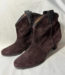 Array Womens RILEY Brown Plum Suede Heeled Western Style Bootie Sz 10M Used - Picture 1 of 15