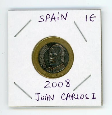 Moneda bimetálica ESPAÑA 2008 1€ 1€ ¡Rey Juan Carlos I!!!!!! Foto 1 de 2