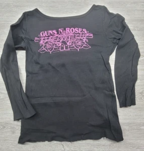 Preowned Juniors Small Guns N Roses Guns Juniors Thermal Black Shirt Long Sleeve - Picture 1 of 7