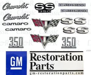 1967 Camaro 350 SS Emblem Kit + Fasteners V-Flag Chevrolet Emblems *GM LICENSED* - Picture 1 of 4
