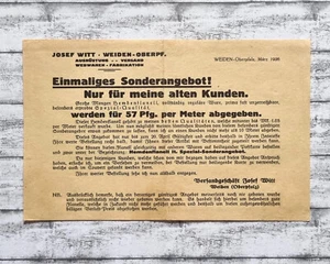 1926 Sonderangebot Witt Weiden Oberpfalz Webwaren Fabrikation Vintage Werbung - Picture 1 of 2