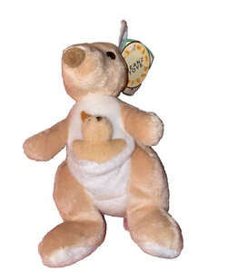 Vintage Windmill Toys Australia Beanz Känguru 8 Zoll mit Baby Neu mit Etikett Plüschtier Stofftier - Bild 1 von 8