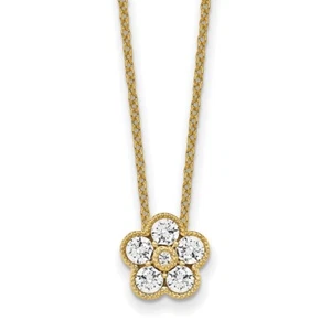 1/2 Ct Lab Grown Diamond Floral 18 inch Necklace in 14K Yellow Gold (VS/SI, DEF) - Picture 1 of 7