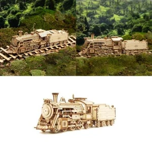 Model Kit Mechanical Model Wooden Construction Kit 3D Wooden Puzzle Steam Train - Picture 1 of 7
