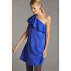New Anthropologie Ruffled One-Shoulder Mini Dress $140  SIZE 6  BLUE