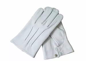 Victorian Men's White Dress Leather Gloves - Picture 1 of 13