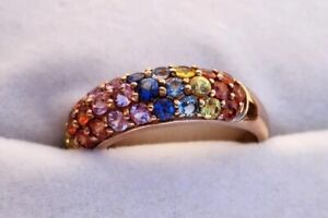 2.2Ct Multicolor Sapphire Solid Rose Gold Engagement Ring 