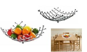 Chrome Metal Fruit Basket Holder Kitchen Dinning Table Decoration Fruit Bowl 
