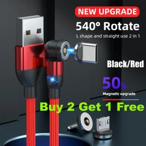 Magnetic USB Charging Cable to iOs/ Type C/ Micro USB Fast Charge 540° Rotating - Picture 1 of 19