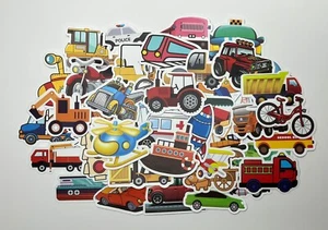 Pack of 50 Mixed Children Kids Fun Vehicle Theme Vinyl Sticker Pack - Picture 1 of 6