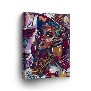 Colorful Modern Art of African Woman CANVAS PRINT Wall Art Home Decor - Picture 1 of 9