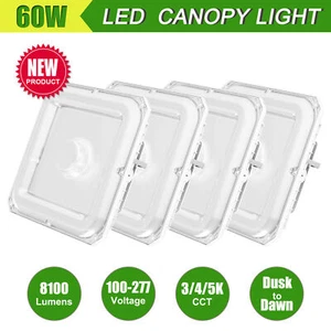 (4 Pack) 60W LED Gas Station Canopy Light Parking Lot Garage Lamp with Photocell - Picture 1 of 12