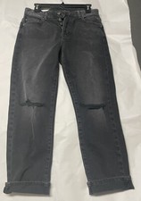 Fidelity Jimi Boyfriend Jean Womens Black Destroy( Viper) Sz 26 ( 31x 25)  NWOT