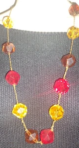 Vintage Colorful Faceted Crystal Lucite Chunky Necklace - Picture 1 of 4