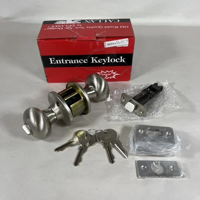 Perilla de puerta de entrada con llave de un solo cilindro sajón Callan2 G2KS1001 - níquel satinado, nueva en caja Foto 1 de 4