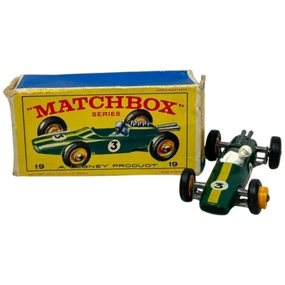 Matchbox Lotus Racing Car No. 19 Green Lesney Series 1965 with Box Vintage - Image 1 of 4