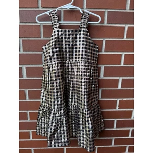 Crewcuts Girls' Metallic Gingham Dress Ruffle Hem Party Casual Size 5 - Picture 1 of 7