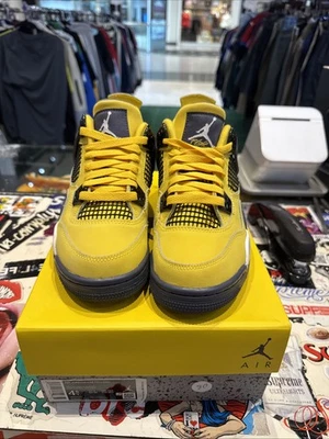 Jordan 4 Retro Lightning (GS) Zapatos para Niños Grandes Tour Amarillo-Blanco 408452-700 Foto 1 de 4