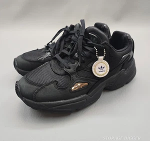 2019 Adidas Falcon Core Women’s Black Casual Reflective Sneakers, Sz 5.5, G26880 - Picture 1 of 14