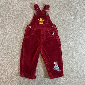 Vintage Disney Store 90s Red Velvet Embroidered Overalls size 12 Months Eeyore - Picture 1 of 9